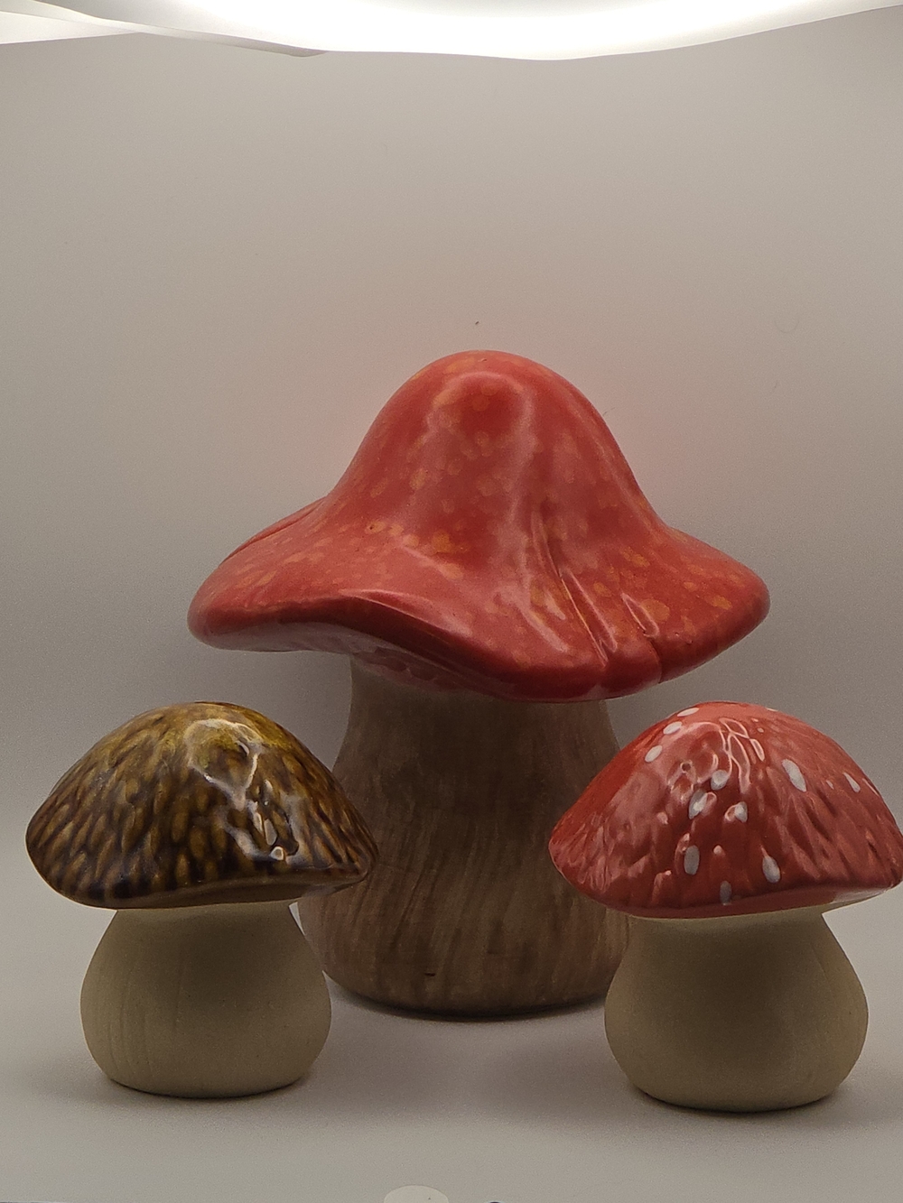 Ceramic Red Mushroom Home Art Set